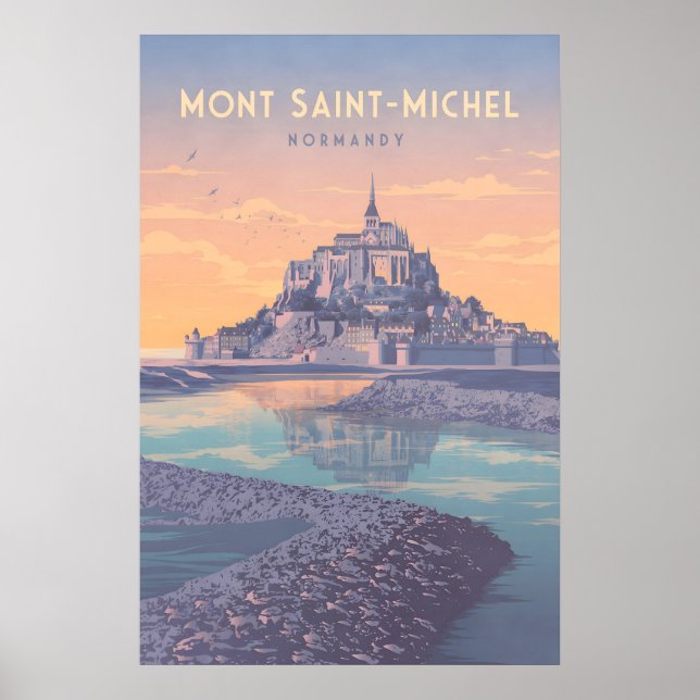 Mont Saint Michel Normandie Reseskylt Poster (Framsidan)