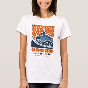 Mont Saint Michel Normany Frankrike-blommigt T Shirt