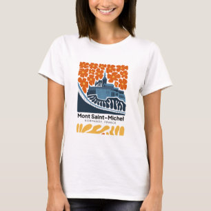 Mont Saint Michel Normany Frankrike-blommigt T Shirt