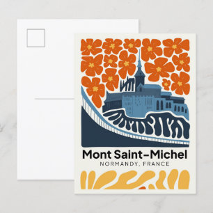 Mont Saint Michel Normany Frankrike-blommigt Vykort