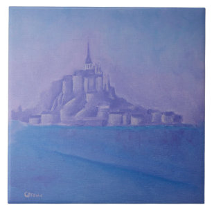 Mont Saint Michel Oljemålning-Frankrike- Kakelplatta