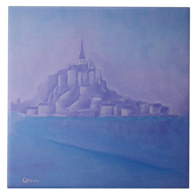 Mont Saint Michel Oljemålning-Frankrike- Kakelplatta (Framsidan)