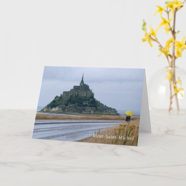 Mont-Saint-Michel Rainy Day, Normandie, Frankrike  Kort (Gul blomma)