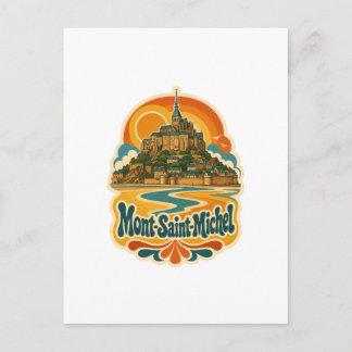 Mont Saint Michel Retro Reseminnelsekort Vykort