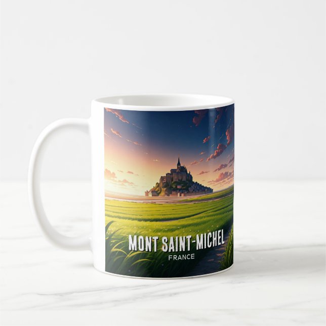Mont Saint-Michel Sunset-vykort Kaffemugg (Vänster)