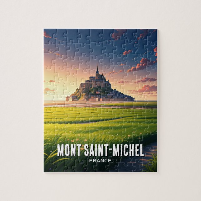 Mont Saint-Michel Sunset-vykort Pussel (Vertikal)