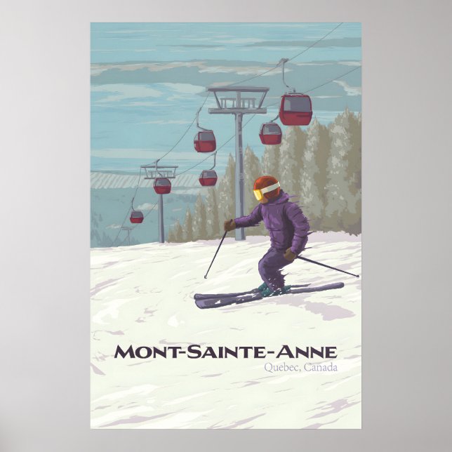 Mont Sainte Anne Quebec Skidort Reseskylt Poster (Framsidan)