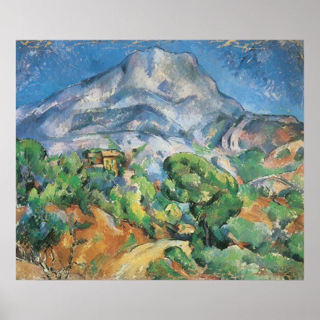 Mont Sainte Victoire ovanför Tholonet, Paul Cezann Poster (Framsidan)