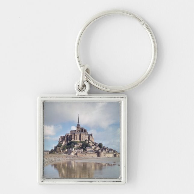 Mont Sanktt-Michel Fyrkantig Silverfärgad Nyckelring (Framsidan)