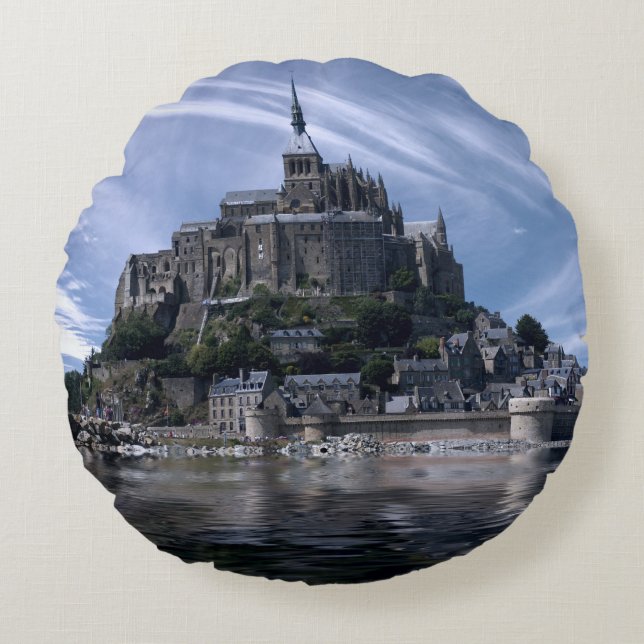Mont St Michel Church Normandy Rund Kudde (Framsidan)