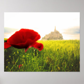 Mont St Michel Frankrike Fairy Tale Castle Poster