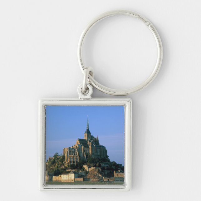 Mont St Michel, Manche, Normandie, Frankrike Fyrkantig Silverfärgad Nyckelring (Framsidan)