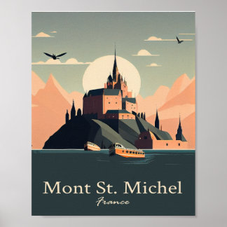 Mont St. Michel Minimalist Vintage affisch Art