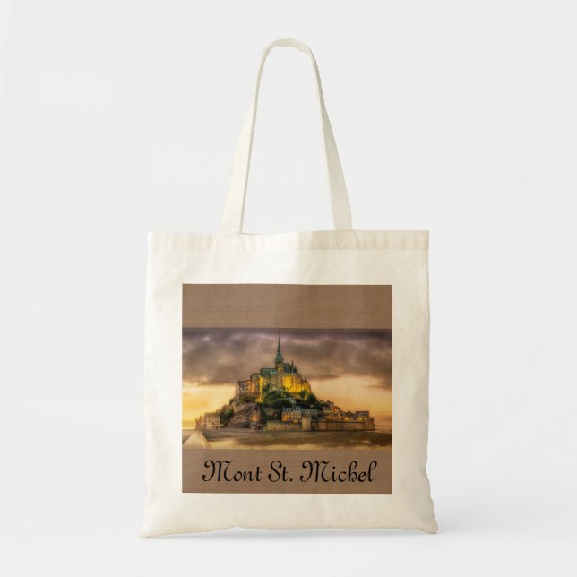 Mont St. Michel, Normandie Frankrike Tote Bag Tygkasse (Framsidan)