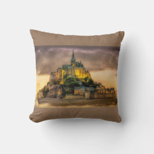 Mont St. Michel Normany Frankrike Brown Pillow Kudde