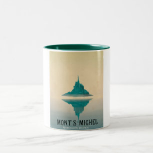 mont st michel vintage resor poster Två-Tonad mugg