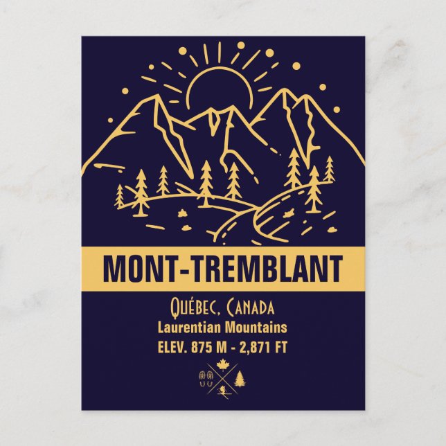 Mont-Tremblant, Kanada Québec Minimalist Mountain Vykort (Framsida)