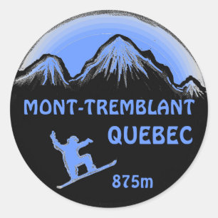 Mont Tremblant Quebec Blue snowboard Art-klistermä Runt Klistermärke