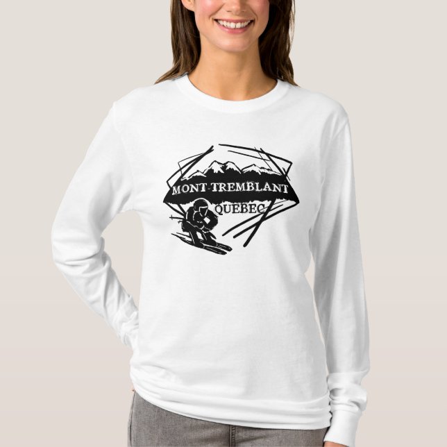 Mont Tremblant Quebec Kanada skidar hoodien T-shirt (Framsida)
