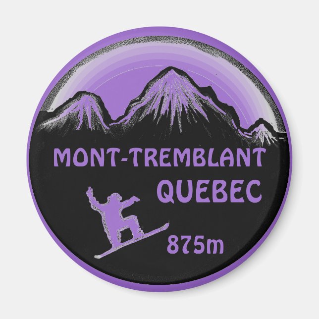 Mont Tremblant Quebec lila snowboard art magnet (Framsidan)
