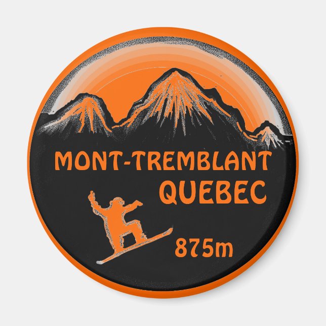 Mont Tremblant Quebec orange snowboard art magnet (Framsidan)