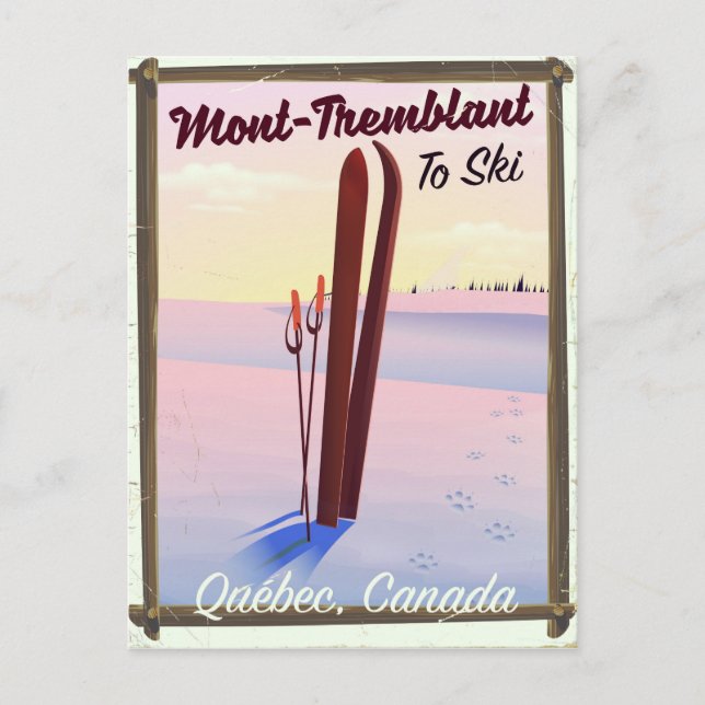 Mont-Tremblant Québec skidposter. Vykort (Framsida)