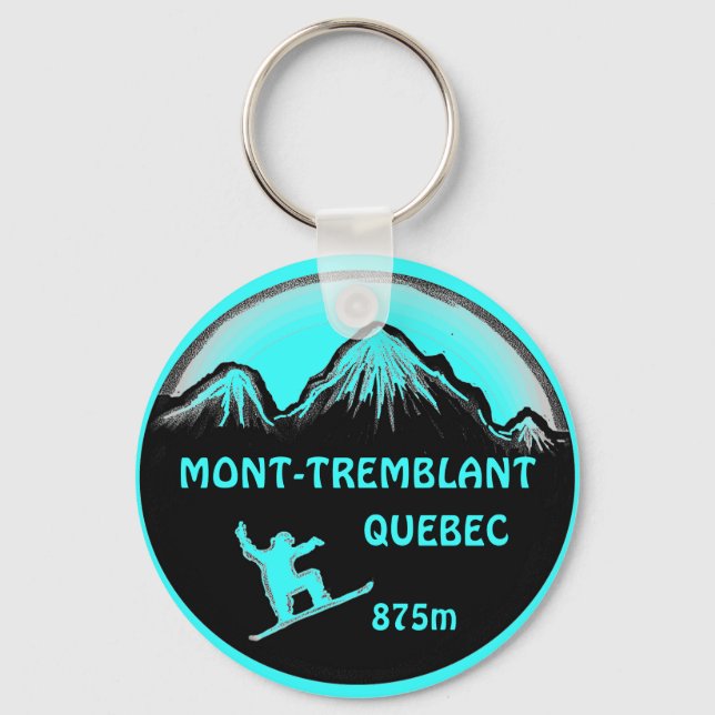 Mont Tremblant Quebec teal snowboard art-nyckelked Nyckelring (Framsida)