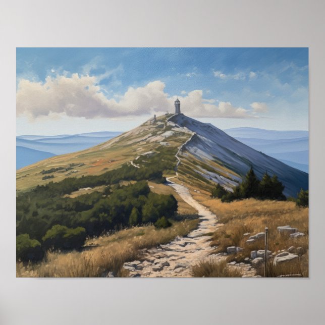 Mont Ventoux fransk landskaps konsttryck affisch (Framsidan)