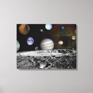 Montage av planen och Jupiters måne Canvastryck