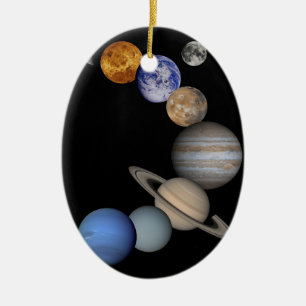 Montage av planet i utrymme julgransprydnad keramik