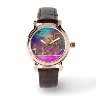 Montage bläck teckning - sportbilen är centralenhe armbandsur