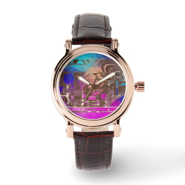 Montage bläck teckning - sportbilen är centralenhe armbandsur (Framsida)