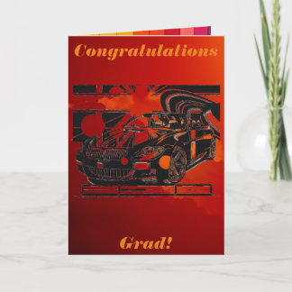 Montage bläck teckning - sportbilen är mittpunkten kort