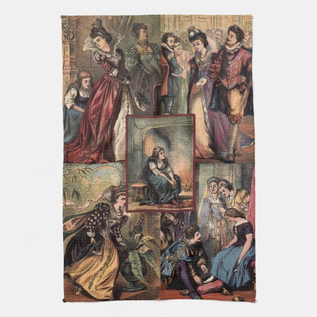 Montage för vintageCinderella jul Kökshandduk (Vertikal)