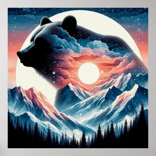 Montage Mountain Ligcape med björn Poster (Framsidan)