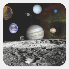 Montage på planeten fyrkantigt klistermärke