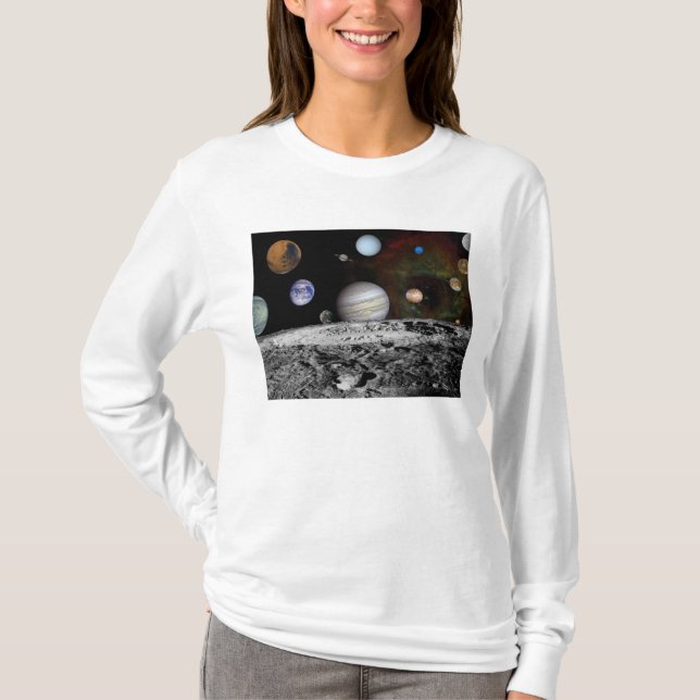 Montage på planeterna och Jupiters måne T Shirt (Framsida)