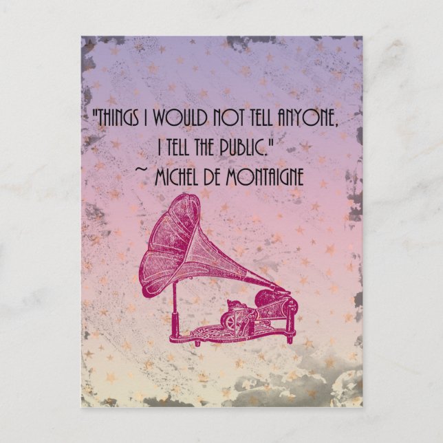 Montaigne Confesses Vykort (Framsida)