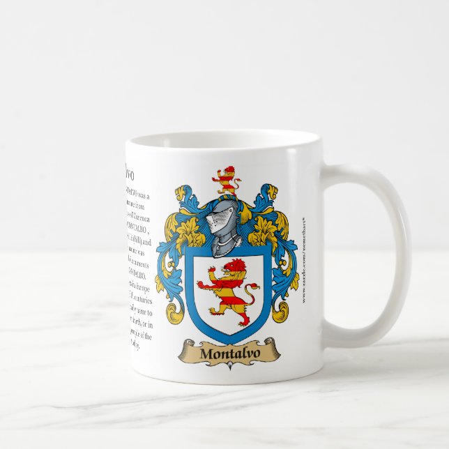 Montalvo, ursprung, det menande och vapenskölden kaffemugg (Höger)