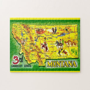 Montana 11x14 Illustrerad Pusselkarta Pussel