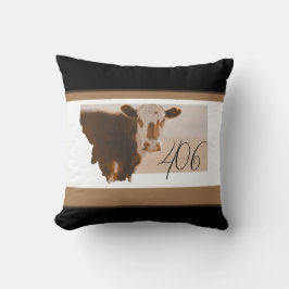 Montana 406 Brown och White Cow Dekorativ kudde