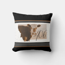 Montana 406 Brown och White Cow Dekorativ kudde