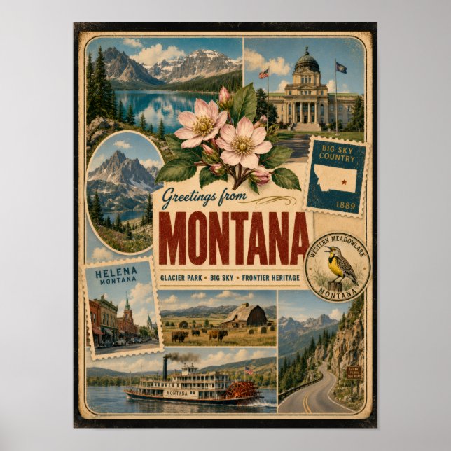 Montana Äkta Vintage Stil Poster (Framsidan)