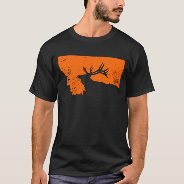 Montana älgjägare, Montana älgjakt, älg T Shirt (Framsida)