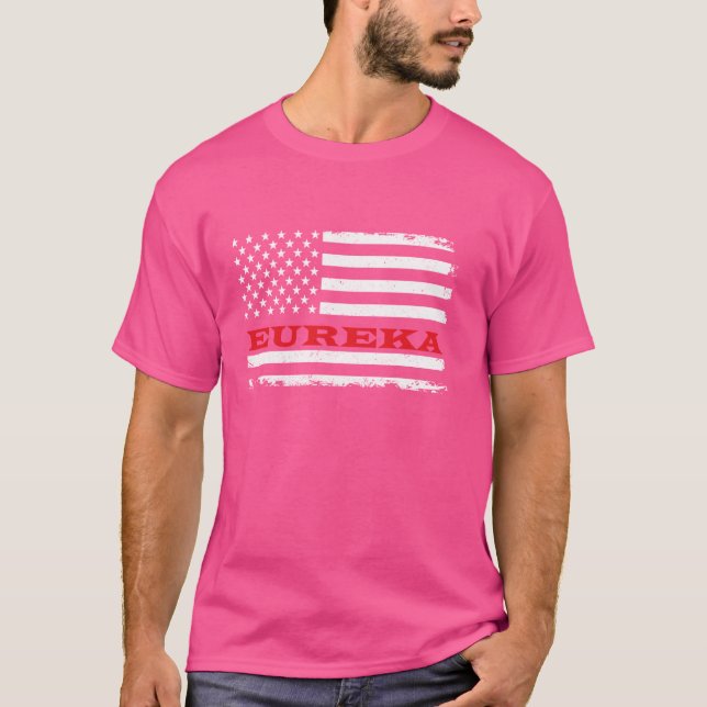 Montana American Flagga Eureka USA Patriotic Souve T Shirt (Framsida)