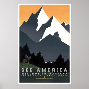 Montana Amerika USA Klippiga bergen Poster