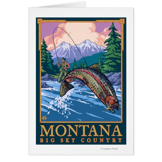 Montana - Big Himlar CountryFly FishScene Hälsningskort (Framsidan)