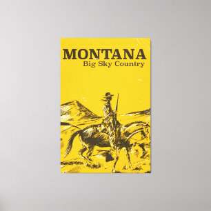 Montana Big himlar Land vintage resor poster Canvastryck