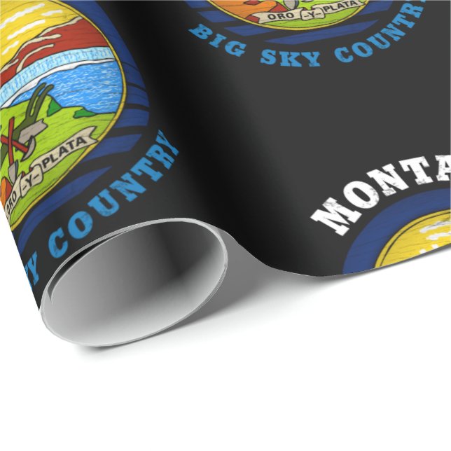 MONTANA BIG SKY DELSTATSFLAGG PRESENTPAPPER (Rullad Hörn)