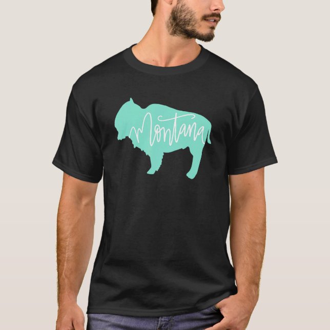 Montana Bison Buffalo Mint T Shirt (Framsida)